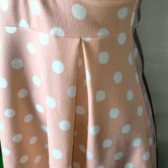 SUMMER A line v neck polka dot peach dress size s 💋 - Picture 7 of 8